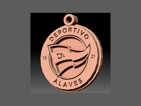 La Liga Alaves Keychain Shield color printable and renderable 3D Print Model