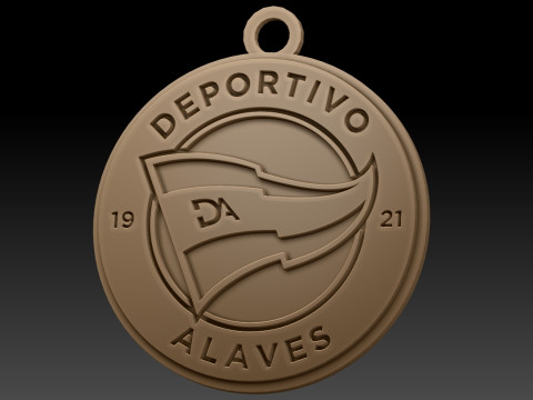 La Liga Alaves Keychain Shield color printable and renderable 3D printmodel