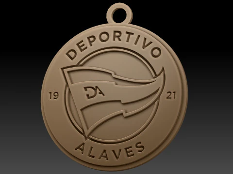 La Liga Alaves Keychain Shield color printable and renderable 3D Print Model