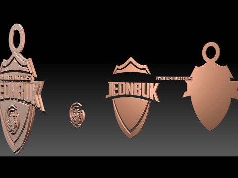 K League 1 Jeonbuk keychain shield printable and renderable Modelo de Impressão 3D
