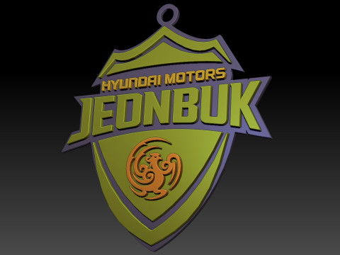 K League 1 Jeonbuk keychain shield printable and renderable Modelo de Impressão 3D