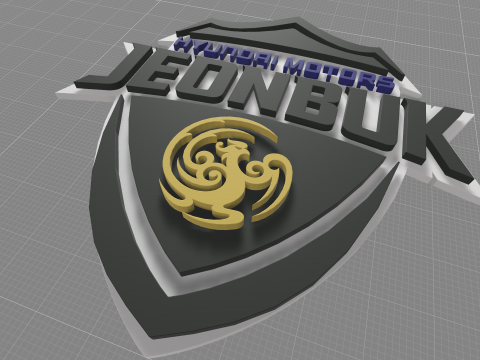K League 1 Jeonbuk keychain shield printable and renderable Modelo de Impressão 3D