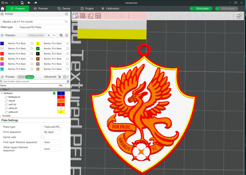K League 1 Gwangju keychain shield printable and renderable 3D प्रिंट मॉडल .c4d .max .obj .3ds .fbx .stl .blend 