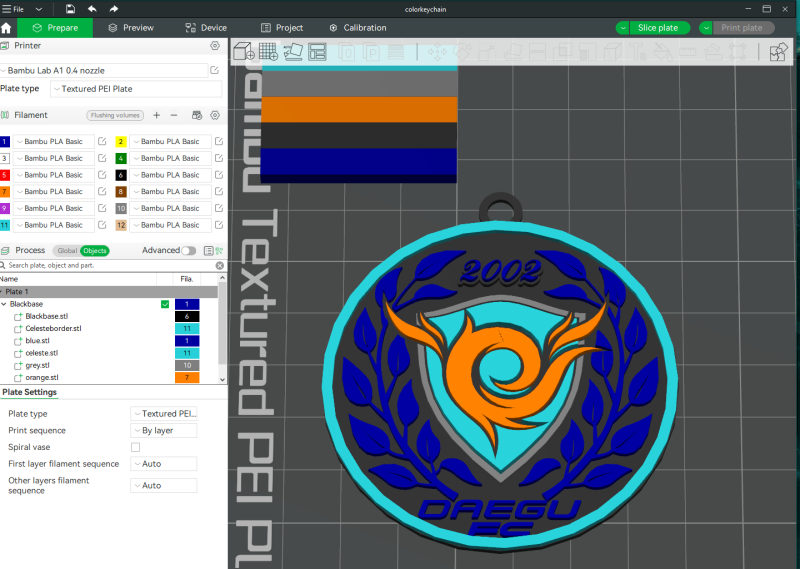K League 1 Daejeon keychain shield printable and renderable Model do druku 3D .c4d .max .obj .3ds .fbx .stl .blend