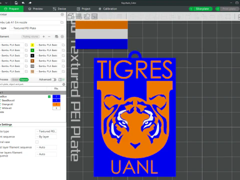 Кольоровий значок на брелоку Liga MX Tigres для друку 3D Принт Модель