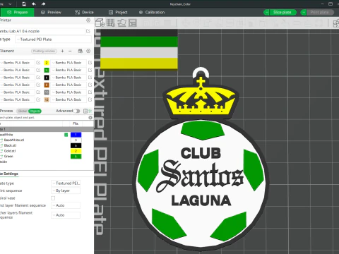 Кольоровий значок на брелоку Liga MX Santos Laguna для друку 3D Принт Модель