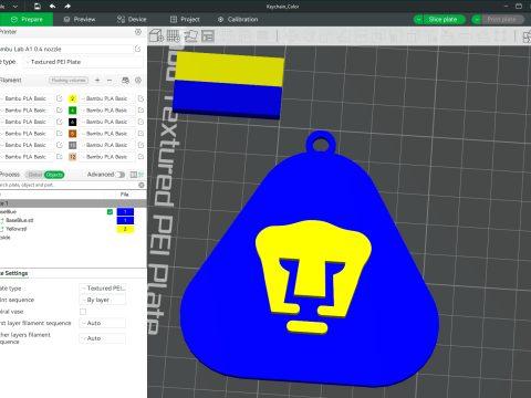 Liga MX Pumas UNAM keychain badge color printable 3D 프린트 모델