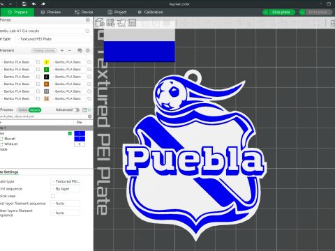 Liga MX Puebla UNAM keychain badge color printable 3D 프린트 모델