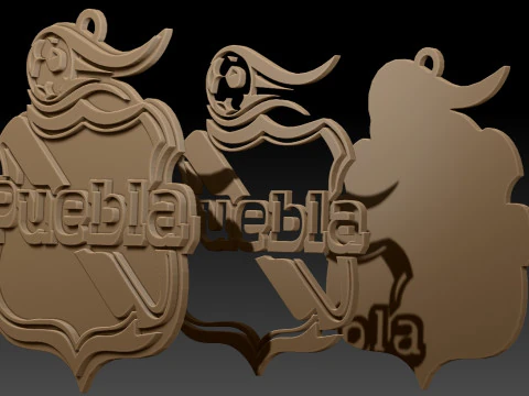 Liga MX Puebla UNAM keychain badge color printable 3D Print Model