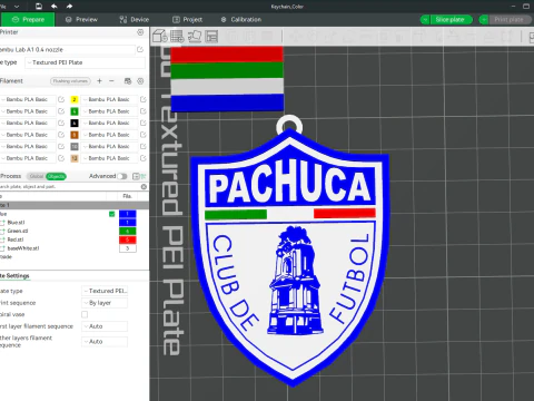 Кольоровий значок на брелоку Liga MX Pachuca для друку 3D Принт Модель