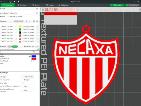 Emblema do chaveiro da Liga MX Necaxa para impressão em cores Modelo de Impressão 3D