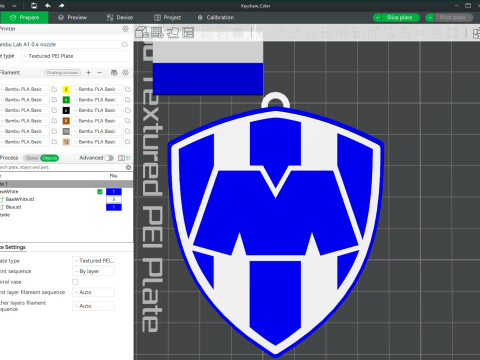 Liga MX Monterrey keychain badge color printable 3D 프린트 모델