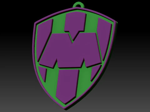 Liga MX Monterrey keychain badge color printable 3D Print Model