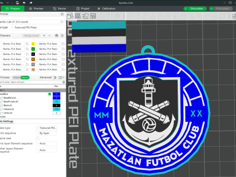 Liga MX Mazatln keychain badge color printable 3D 프린트 모델