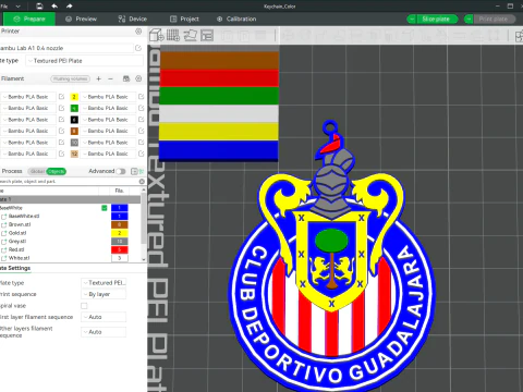 Liga MX Guadalajara sleutelhangerbadge in kleur bedrukbaar 3D printmodel