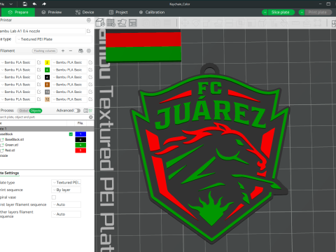 Liga MX FC Jurez keychain badge color printable 3D 프린트 모델