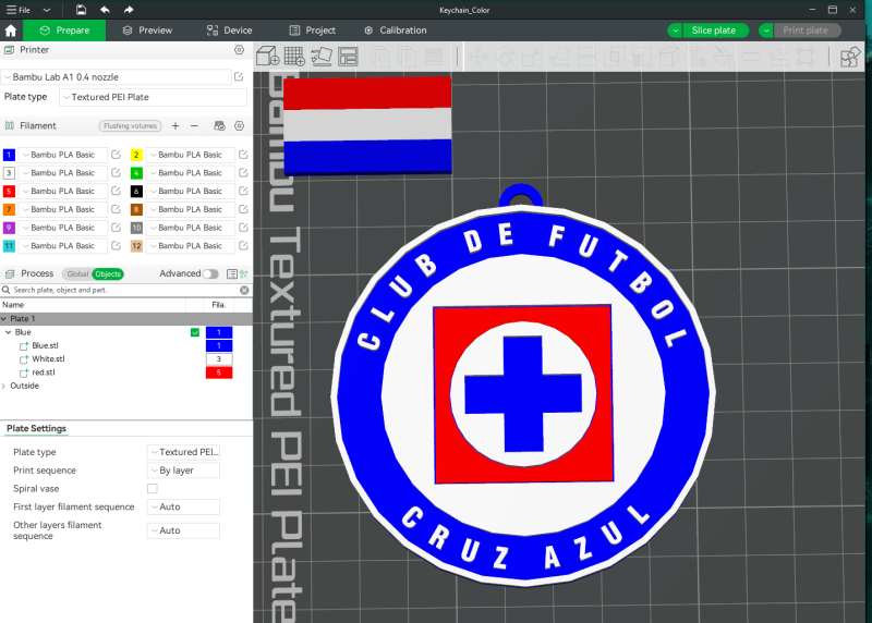 Liga MX Cruz Azul keychain badge color printable 3D-printmodel .c4d .max .obj .3ds .fbx .stl .blend