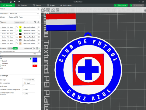 Liga MX Cruz Azul keychain badge color printable 3D 프린트 모델