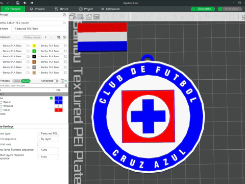 लिगा एमएक्स क्रूज़ अज़ुल कीचेन बैज रंग मुद्रण योग्य 3D प्रिंट मॉडल