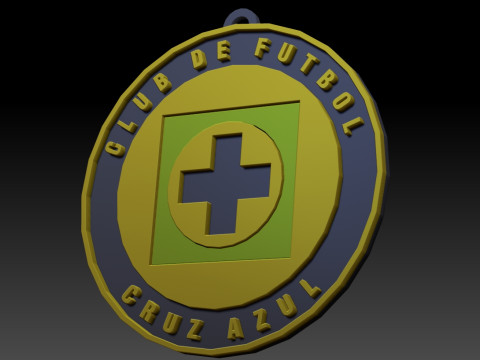 Liga MX Cruz Azul keychain badge color printable 3D-printmodel