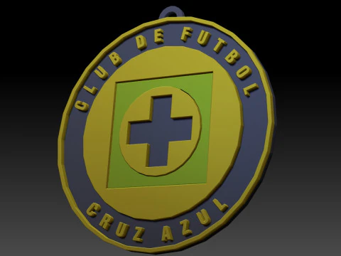 Liga MX Cruz Azul keychain badge color printable 3D Print Model