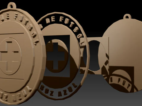 Liga MX Cruz Azul keychain badge color printable 3D Print Model