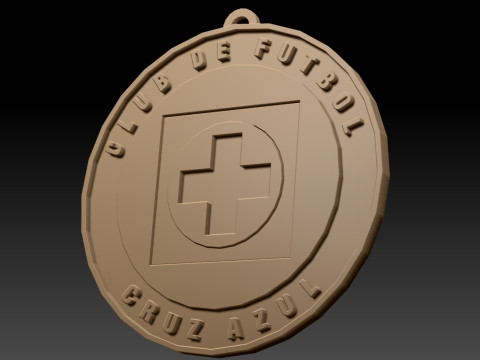Liga MX Cruz Azul keychain badge color printable 3D-printmodel