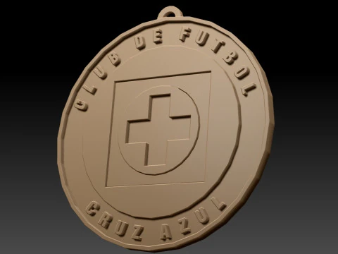 Liga MX Cruz Azul keychain badge color printable 3D Print Model