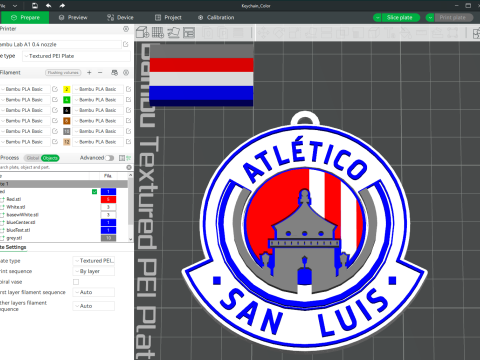 Liga MX Atletico San Luis keychain badge color printable 3D 프린트 모델