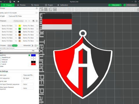 Liga MX Atlas keychain badge color printable 3D 프린트 모델