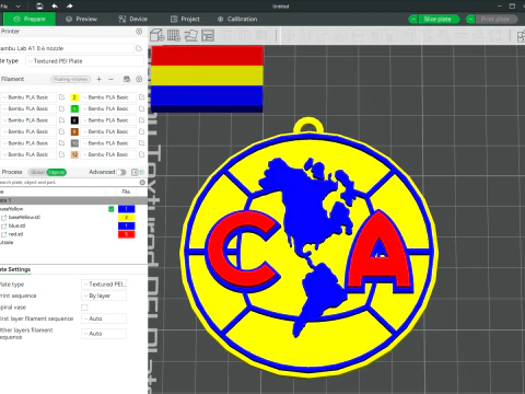 Кольоровий значок на брелоку Liga MX America для друку 3D Принт Модель