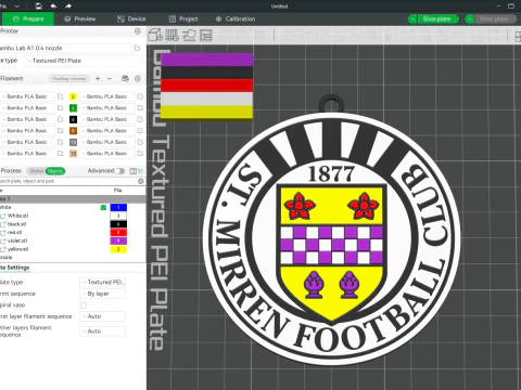 Chaveiro do SPFL St Mirren FC em cores para impressão Modelo de Impressão 3D