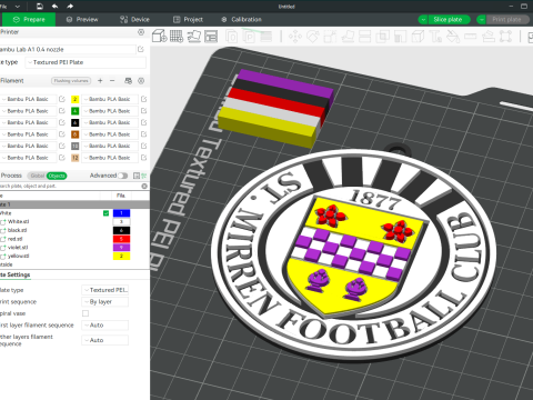 SPFL St Mirren FC keychain badge color printable Modèles 3D en vedette