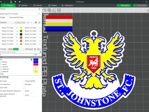 Chaveiro do SPFL St Johnstone FC em cores para impressão Modelo de Impressão 3D