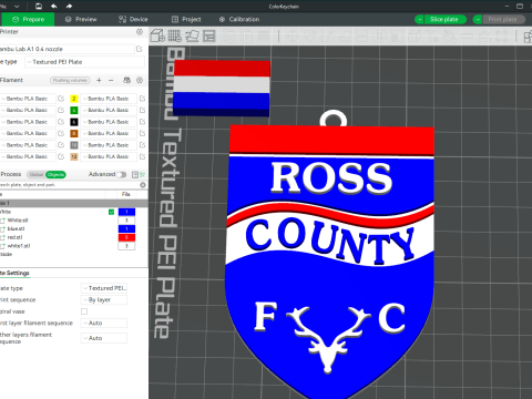 SPFL Ross County FC keychain badge color printable 3Dプリントモデル