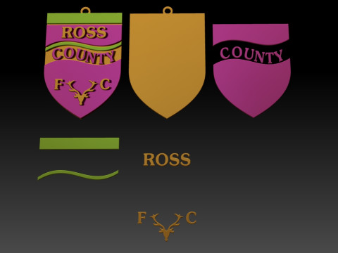 SPFL Ross County FC keychain badge color printable Modelo de impresión 3D
