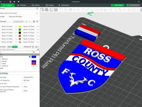 SPFL Ross County FC keychain badge color printable Modelo de impresión 3D