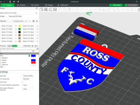 SPFL Ross County FC keychain badge color printable 3D Print Model