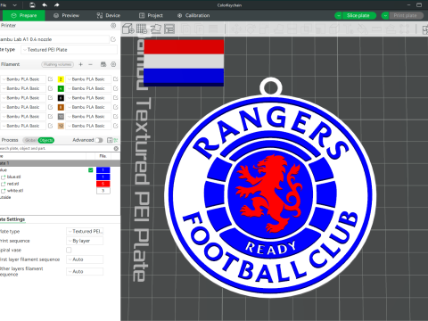SPFL Rangers FC keychain badge color printable 3D प्रिंट मॉडल