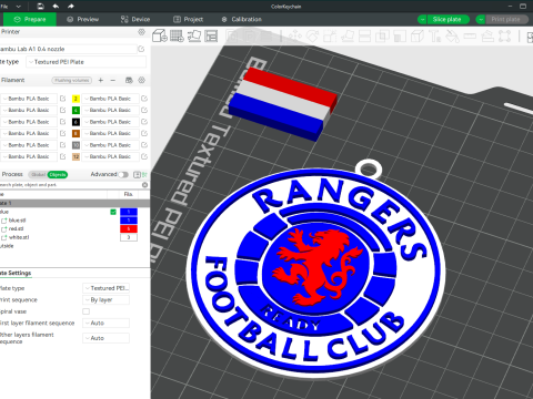 SPFL Rangers FC keychain badge color printable 3Dプリントモデル