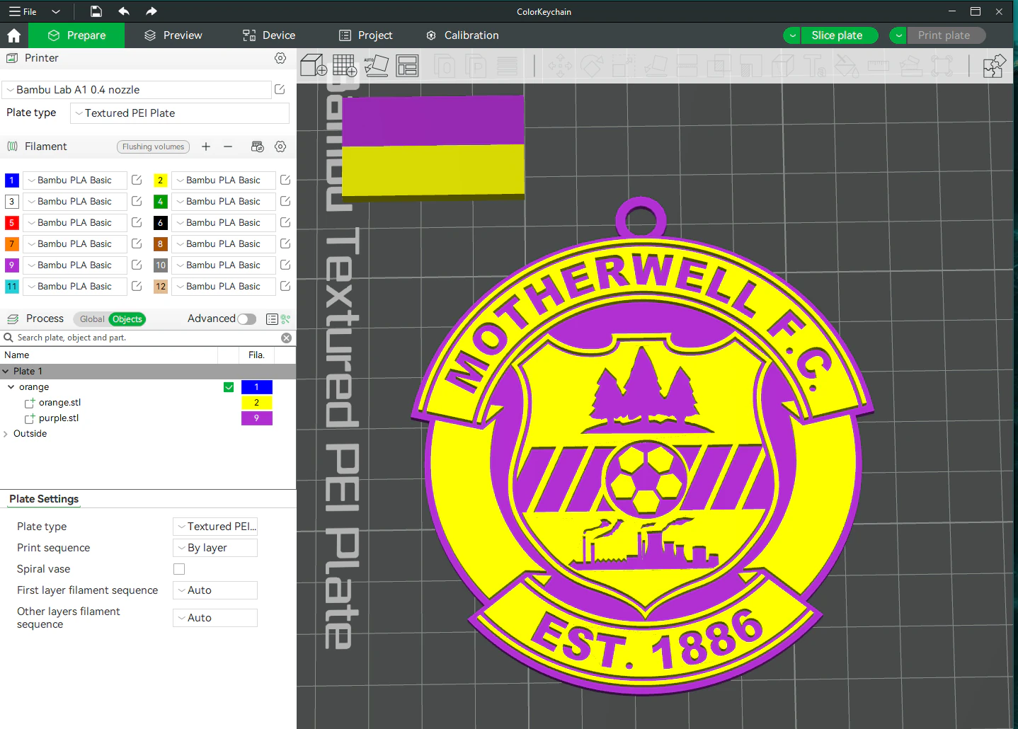 SPFL Motherwell FC keychain badge color printable 3D Print Model .c4d .max .obj .3ds .fbx .stl .blend