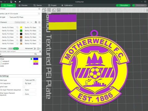 Chaveiro SPFL Motherwell FC em cores para impressão Modelo de Impressão 3D