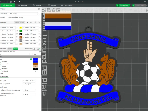 Warna lencana gantungan kunci SPFL Kilmarnock FC dapat dicetak Model Cetak 3D