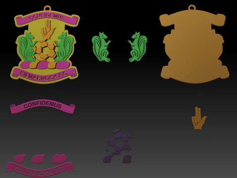 SPFL Kilmarnock FC keychain badge color printable 3D Print Model
