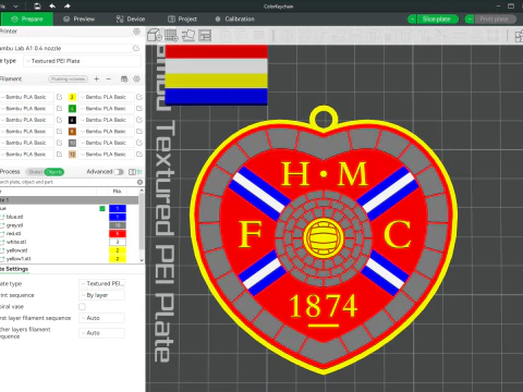 Chaveiro SPFL Heart of Midlothian FC colorido para impressão Modelo de Impressão 3D
