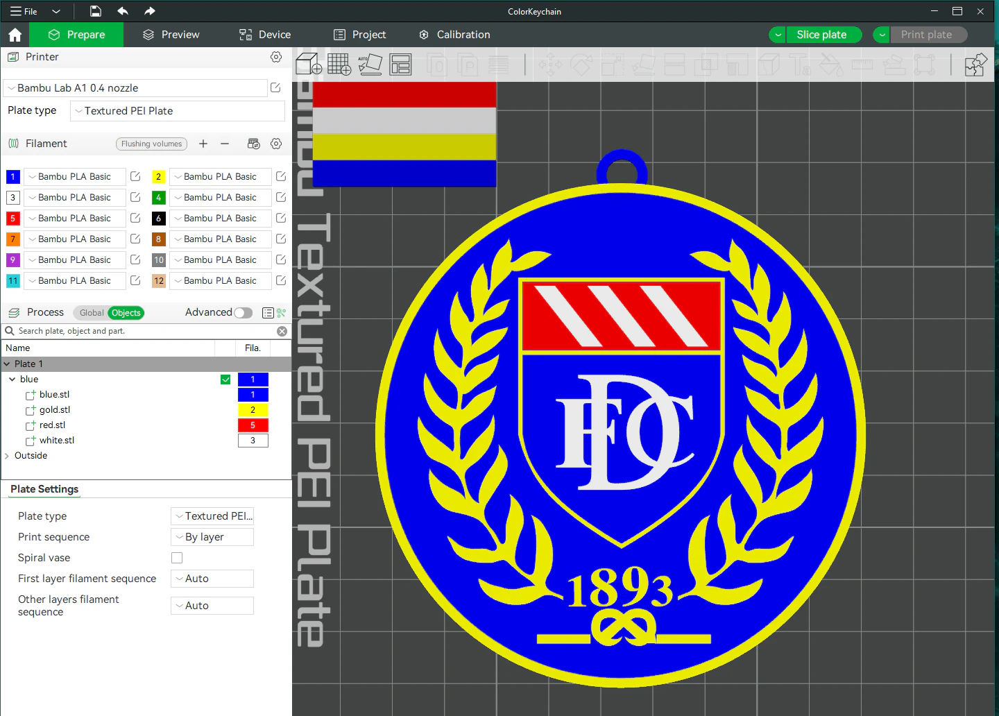 SPFL Dundee FC keychain badge color printable 3D Print Model .c4d .max .obj .3ds .fbx .stl .blend 