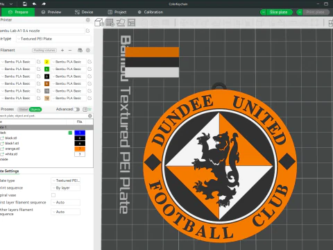 Chaveiro do SPFL Dundee United FC colorido para impressão Modelo de Impressão 3D