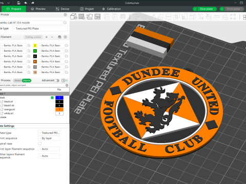SPFL Dundee United FC keychain badge color printable Modelo de impresión 3D