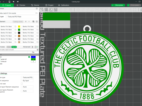 SPFL Celtic FC keychain badge color printable 3D प्रिंट मॉडल