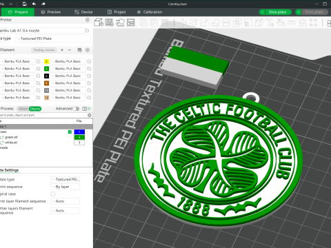 SPFL Celtic FC keychain badge color printable Model do druku 3D